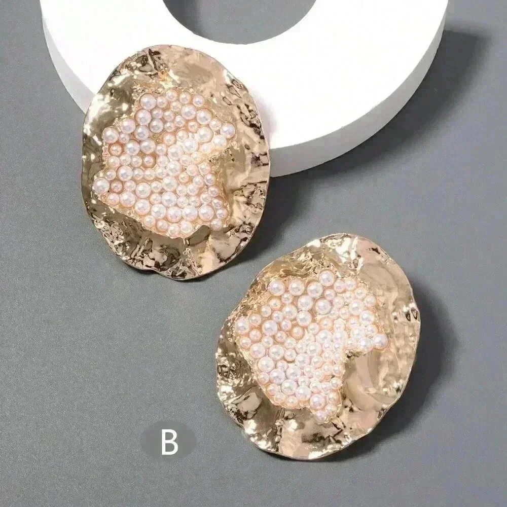 Multicolor Women's Random Color Rhinestone Decor Textured Stud Earring